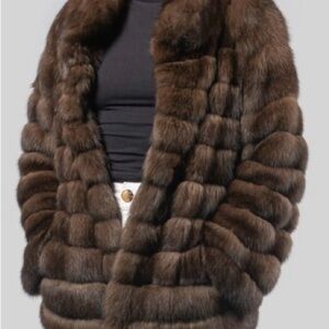 Luxurious Barguzinsky Russian Sable Fur Coat for Sale (M-L size)